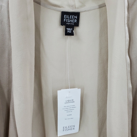 Women's Eileen Fisher Liquid Chiffon Silk High Collar Jacket Size Medium Petite - Picture 3 of 5